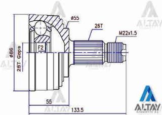 AKS KAFASI DIŞ CİVİC 96-00  ABSLİ 26X55X28 resmi