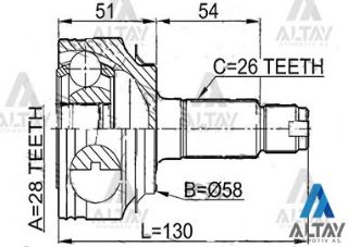 AKS KAFASI DIŞ CİVİC 06=  A-T 26X58X28 resmi