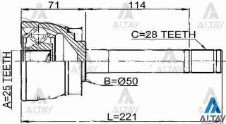 AKS KAFASI DIŞ PİCK UP 03= YD25  4X4 28X25X50 resmi