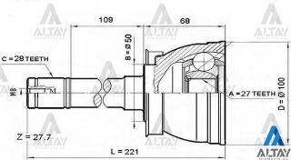 AKS KAFASI DIŞ PİCK UP D22  4X4 28X27X50 resmi