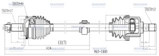 AKS KOMPLE ÖN ELANTRA 11-16  BENZİNLİ SAĞ M-T 1.6 ABSLİ 46 DİŞ 965MM resmi