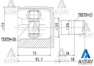 AKS KAFASI İÇ CİVİC 06= SAĞ  25X28X35 resmi