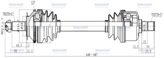 AKS KOMPLE ÖN SANTAFE 01-06  SOL A-T ABSLİ 52 DİŞ 648MM resmi