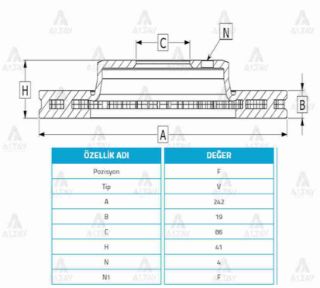 FREN DİSKİ ACCENT 95-00  EXCEL 90-95  ÖN HAVALI 242-4 resmi