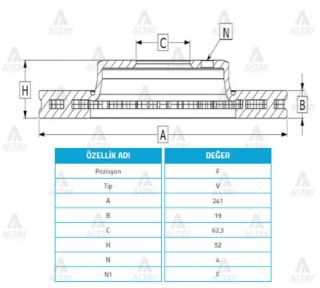 FREN DİSKİ ACCENT 03-06 ADMIRE  ÖN HAVALI 241-4 resmi