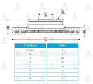 FREN DİSKİ AVEO 05-10  KALOS 02-10  ÖN HAVALI 236-4 resmi