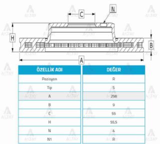 FREN DİSKİ COROLLA 02-06  VERSO 03-06  BENZİNLİ ARKA DÜZ 258-4 resmi