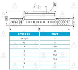 FREN DİSKİ H-1 08-14 MİNİBÜS  ÖN HAVALI 300-6 resmi