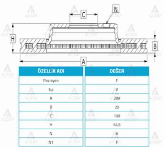 FREN DİSKİ HİLUX 94-05 PİCK UP DİZEL 4X4  TARO 86-06  ÖN HAVALI 288-6 resmi