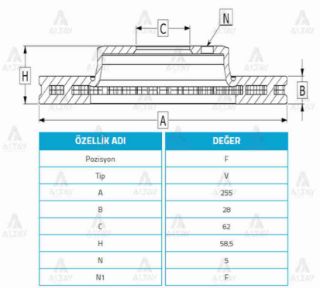 FREN DİSKİ HİLUX 06-11 PİCK UP 4X2  ÖN HAVALI 255-5 resmi