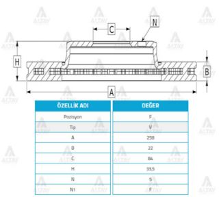 FREN DİSKİ L-300 86-10  ÖN HAVALI 258-5 resmi