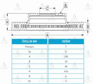 FREN DİSKİ LANCER 03-06  GALANT 00-04  ÖN HAVALI 276-4 resmi