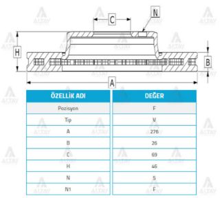 FREN DİSKİ LANCER 08-15  ÖN HAVALI 276-5 resmi