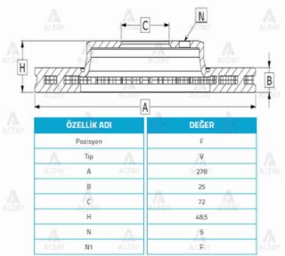 FREN DİSKİ MAZDA 3 03-13  ÖN HAVALI 278-5 resmi