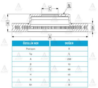 FREN DİSKİ PRIMERA 90-02  ALMERA 02-02  ARKA DÜZ 258-4 resmi