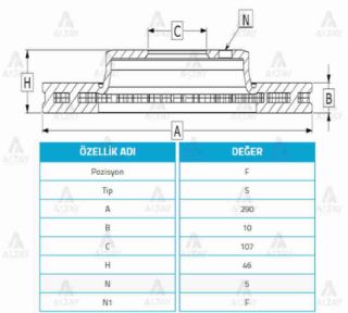 FREN DİSKİ VİTARA 88-98 1.6  SAMURAI 88-00  JIMNY 98-17  ÖN DÜZ 290-5 resmi