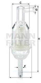 YAKIT FİLTRESI (SEFFAF PIPO TIP) W202 93>00 W124 93>95 W460 87>92 W123 79>85 resmi