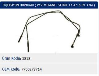 ENJEKSİYON YAKIT BORUSU R19-MGN 1.4-1.6 K7M resmi