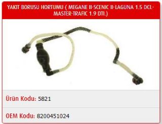 YAKIT BORUSU HORTUMU MEGANE II-SCENIC II-LAGUNA 1.5 DCI.-MASTER-TRAFİC 1.9 DTI. resmi