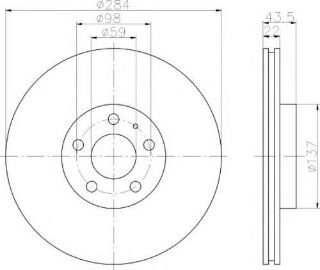 FREN DISKI ON HAVALI 284,5 MM (FIAT: DOBLO 1,4 1,3JTD 1,6JTD 10- / ALFA ROMEO: 156 2,0 2,4) resmi