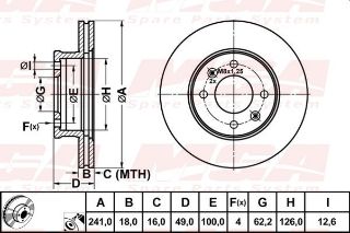 FREN DISK ON HAVA KANALLI 241-4 ( HYUNDAI: I10 08 -  / KIA: PICANTO 06 - 11) BENZIN resmi