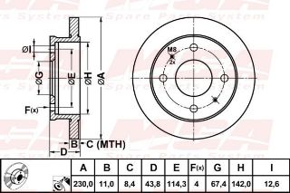 FREN DISK ON DUZ 230-4 ( HYUNDAI: ATOS 99 - 05 ) resmi