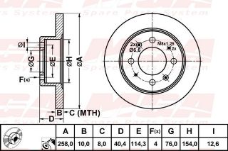 FREN DISK ARKA DUZ 258-4 ( HYUNDAI: ELANTRA 96 - 06 ) resmi