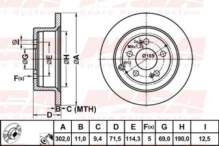 FREN DISK ARKA DUZ 302-5 ( HYUNDAI: SANTAFE 06 - 10 ) resmi