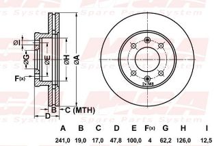 FREN DISK ON HAVA KANALLI 241-4 ( HYUNDAI: GETZ 02 -  ) resmi