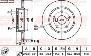 FREN DISKI ARKA DUZ (270-5)-(TOYOTA: COROLLA / AURIS 1.4 D4D 07>/ COROLLA 13> 1.4 D4D/AURIS 12> 1.4 D4D ) resmi