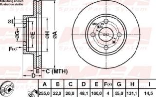 FREN DISKI ON HAVALI-(255-4)-(TOYOTA: COROLLA 03>07 VVTI BENZINLI ) resmi