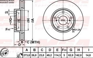 FREN DISKI ON HAVALI (273-5)-(TOYOTA: COROLLA 07>11 "1.4 D4D DIZEL"/AURIS 07>11 "1.4 D4D DIZEL" ) resmi