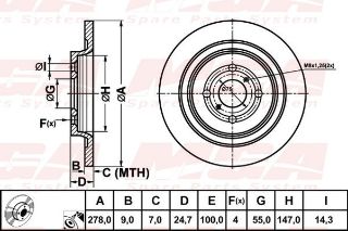 FREN DISK ARKA DUZ 278-4 ( TOYOTA: YARIS 06 - 13 / YARIS HYBRID:  12 - ) resmi