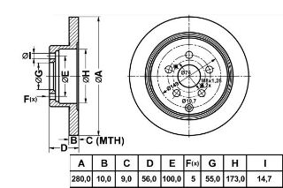 FREN DISK ARKA DUZ 280-5 ( TOYOTA: AVENSIS 03 - 08 )D4D resmi