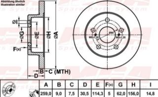 FREN DISK ARKA DUZ 259-5 ( TOYOTA: COROLLA  07 - 10 / TOYOTA: AURIS 07 - 11) resmi