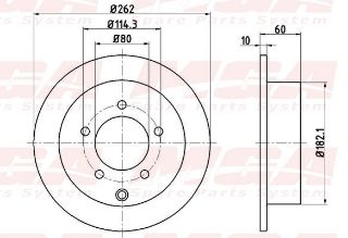 FREN DISK ARKA DUZ 262-5 ( MITSUBISHI: LANCER 08 - 12 ) resmi