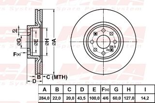 FREN DISK ON HAVA KANALLI 284-6 ( FIAT: PUNTO EVO 05 -  / OPEL: CORSA D 06 - ) resmi