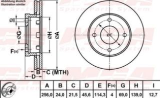 FREN DISK ON HAVA KANALLI 256-4 ( MITHUBISHI: COLT 04 - 10 ) resmi