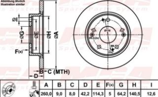 FREN DISKI ARKA DUZ (260-5)-(HONDA: CIVIC 2007>2011 "HB-SEDAN"/CIVIC 2012>2013 "SEDAN"  ) resmi