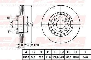 FREN DISK ON HAVA KANALLI 256-4 ( OPEL: ASTRA F G ASCONA 91 - 98 ) resmi