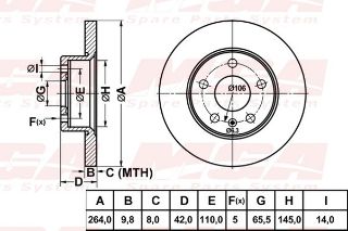 FREN DISK ARKA DUZ 264-5 ( OPEL: ASTRA G H 98 - 04 ) resmi
