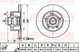 ARKA FREN DISKI-245×10 5×112 (AUDI A4 95-01) resmi