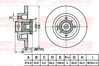 FREN DISK ARKA DUZ 274-4 ( RENAULT: MEGANE 99 - 03 / RENAULT: SCENIC GRANDSCENIC 97 - 03) resmi