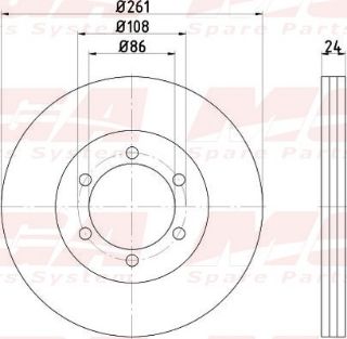FREN DISK ON HAVA KANALLI 261-6 ( KIA: BONGO 04 - 11 ) resmi