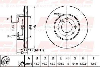FREN DISK ON HAVA KANALLI 240-4 ( NISSAN: SUNNY 90 - 96 ) resmi