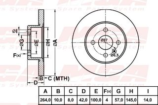 FREN DISK ARKA DUZ 264-4 ( OPEL: CORSA C 06 - 10 / OPEL: COMBO 06 - ) ABS LI resmi