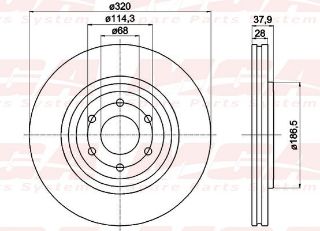 FREN DISK ON HAVA KANALLI 320-6 ( NISSAN: NAVARA PARTFINDER II 05 -  ) resmi