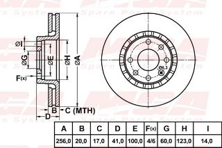 FREN DISK ON HAVA KANALLI 256-4 ( OPEL: ASTRA F -SW VECTRA A TIGRA 92 - 98 ) resmi