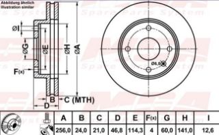 FREN DISK ON HAVA KANALLI 256-4 ( CHEVROLET: LACETTI 04 - 10 ) 141mm resmi