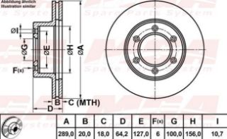 FREN DISK ON HAVA KANALLI 289-6(TOYOTA: HILUX 98>05 "LN145" ) resmi